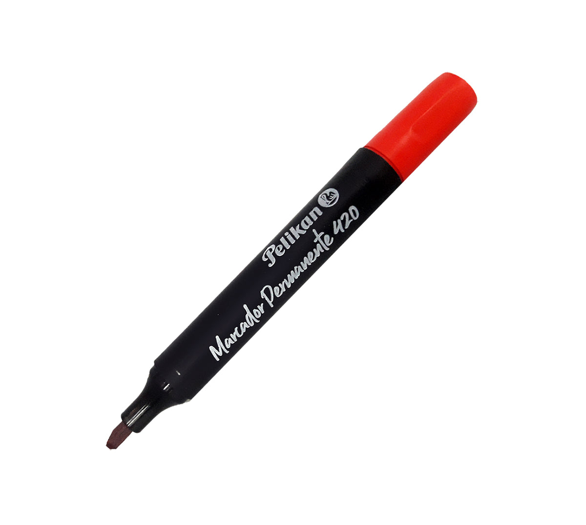 Marcador permanente pelikan 420 rojo punta biselada