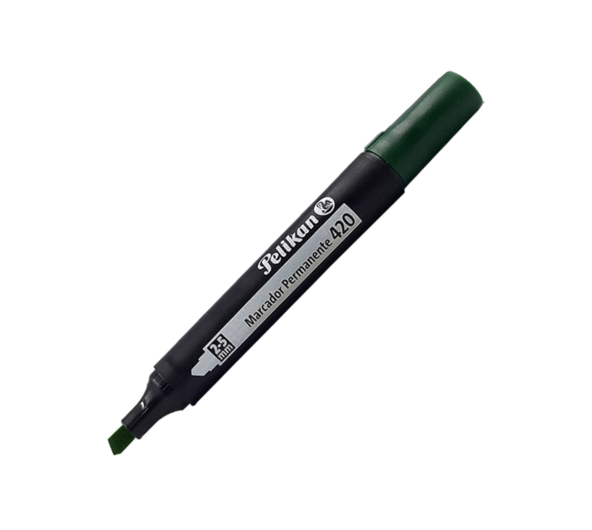 Marcador permanente pelikan 420 verde punta biselada