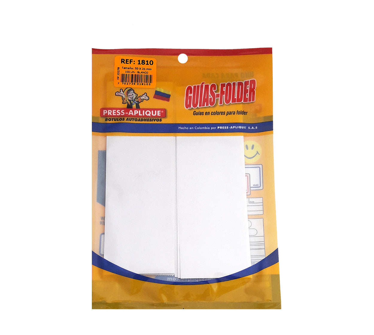 Guia folder colgante blanca 1810 press aplique x 100