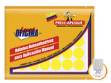 Rotulo oficio 1170 circulo(19mm) x 540 amarillo press aplique