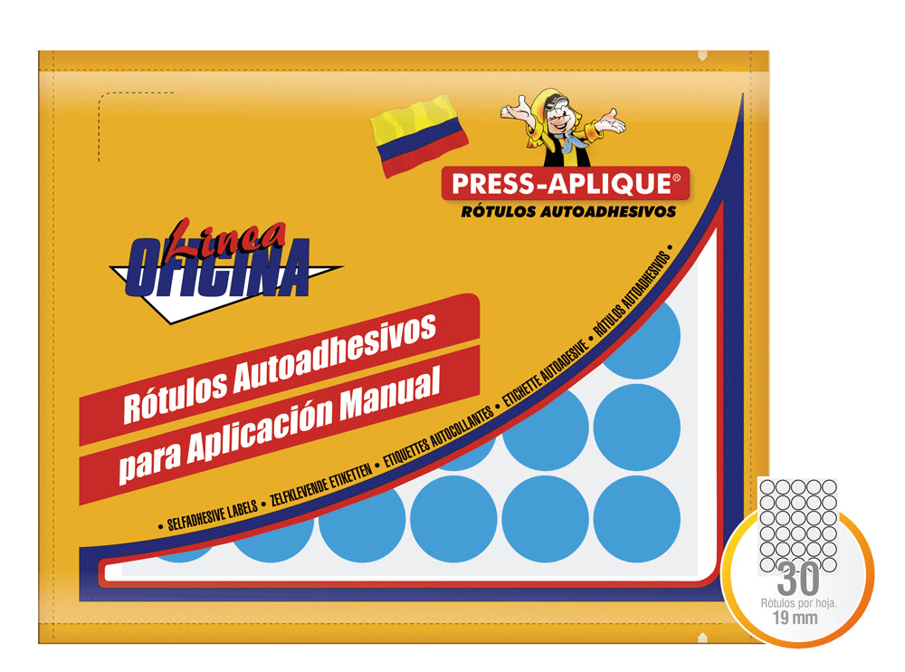 Rotulo oficio 1171 circulo(19mm) x 540 azul press aplique