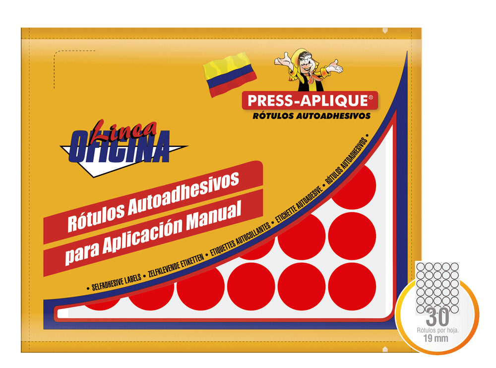 Rotulo oficio 1172 circulo(19mm) x 540 rojo press aplique