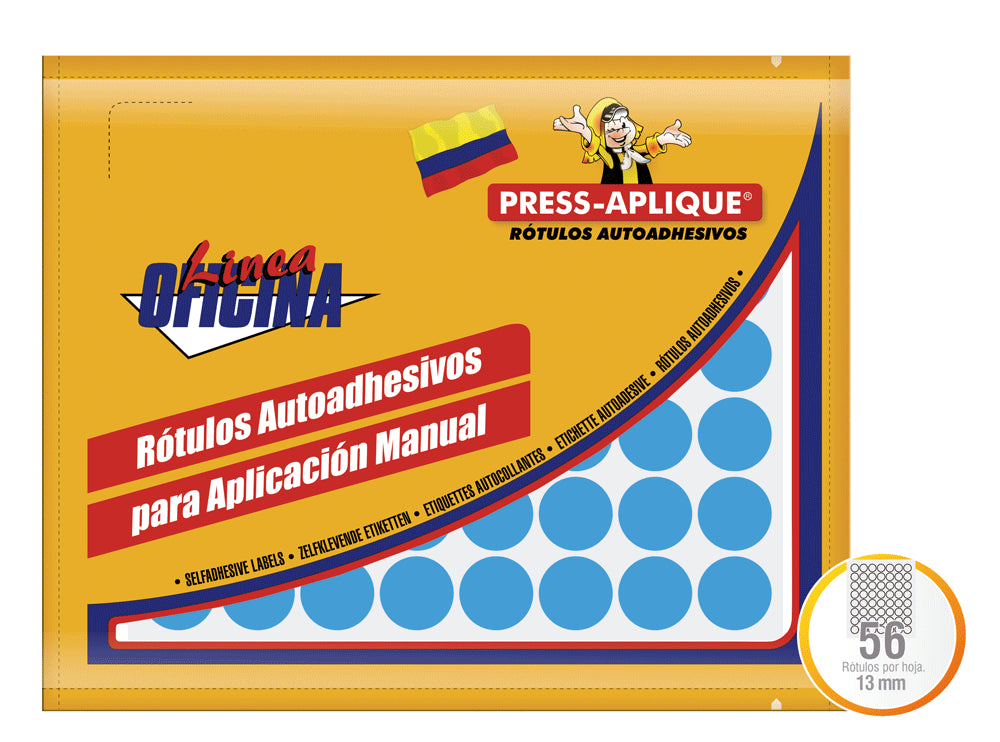 Rotulo oficio 1191circulo(13mm) x 1064 azul press aplique
