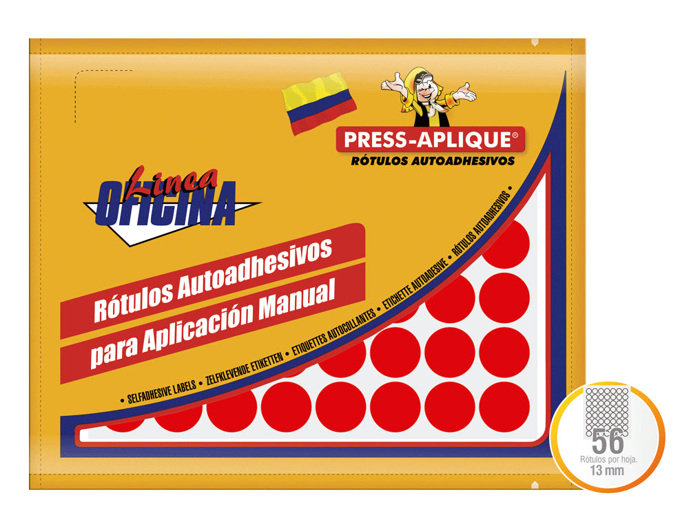 Rotulo oficio 1192circulo(13mm) x 1064 rojo press aplique