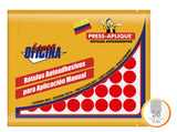 Rotulo oficio 1192circulo(13mm) x 1064 rojo press aplique
