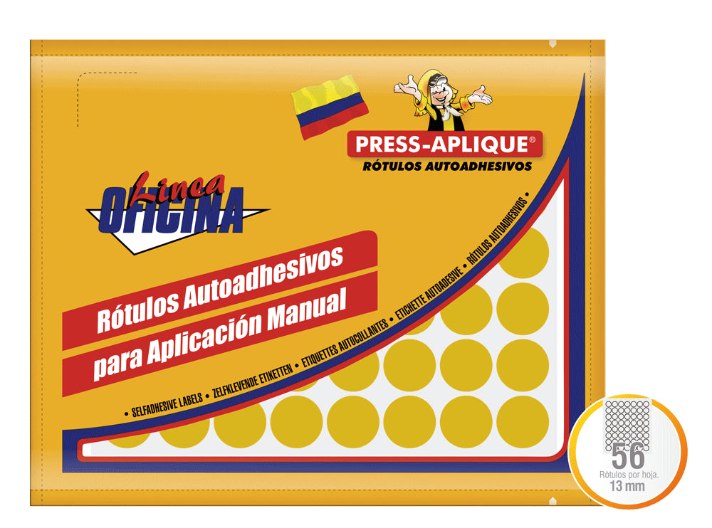 Rotulo oficio 1195 circulo(13mm) x 504 dorado press aplique