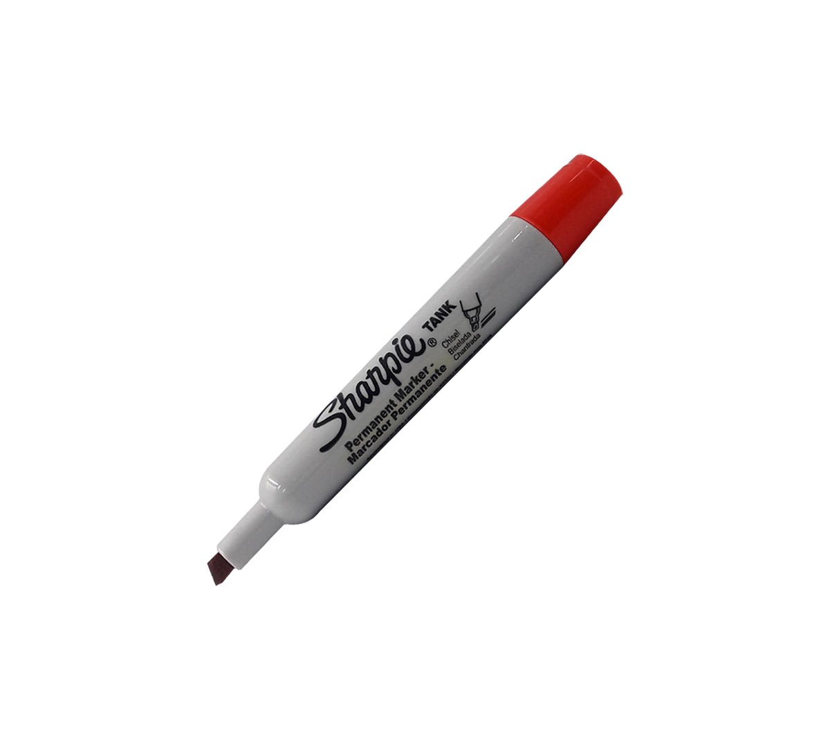 Marcador permanente sharpie tank rojo punta biselada