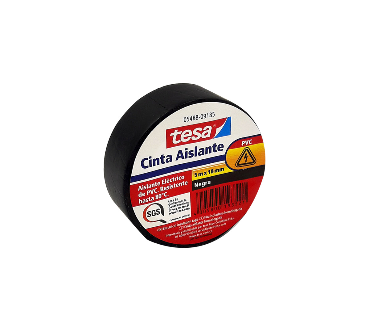 Cinta aislante negra 18 mm x 5 mt tesa