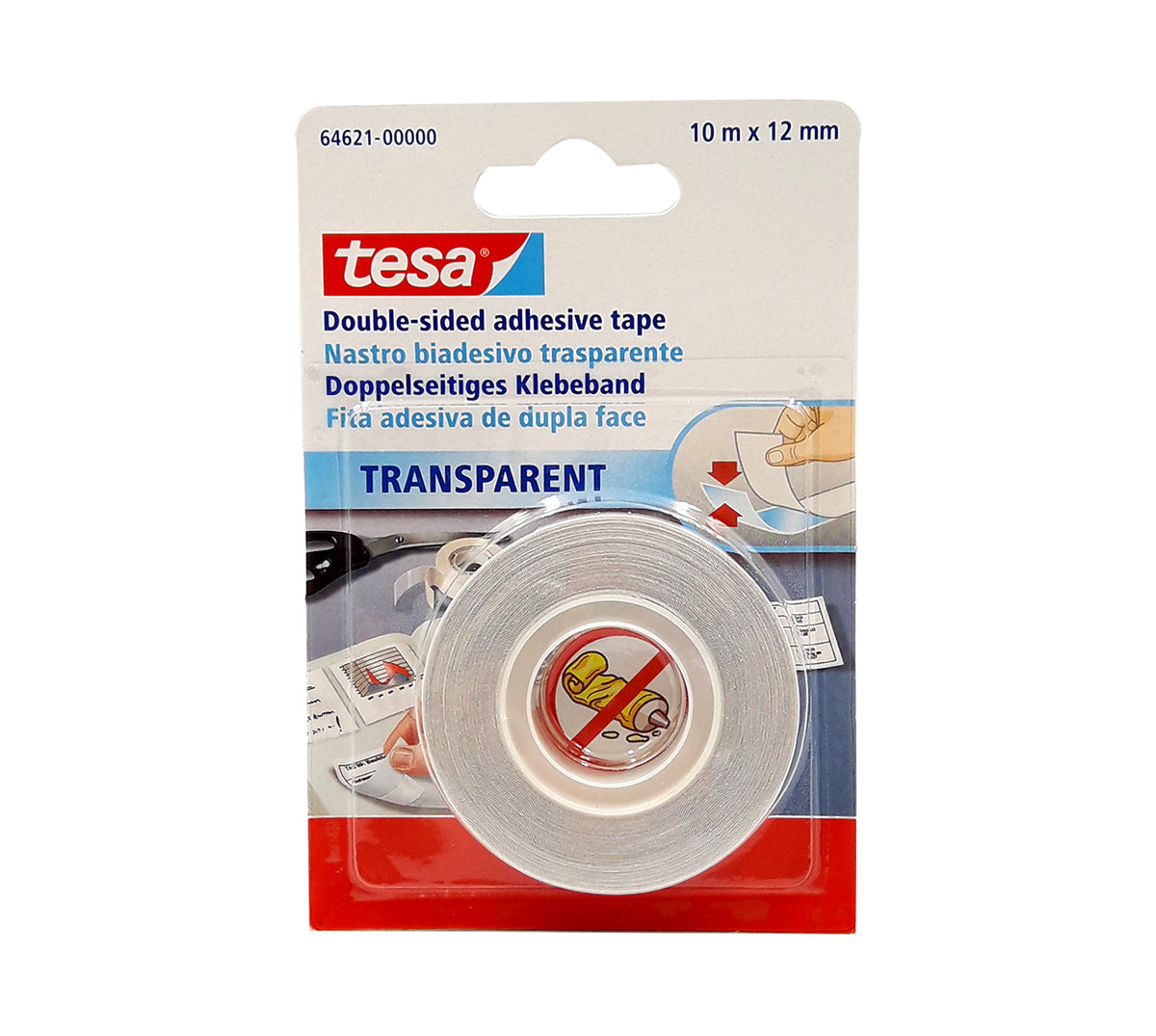 Cinta doble faz transpare 64621 12 mm x 10 mt tesa