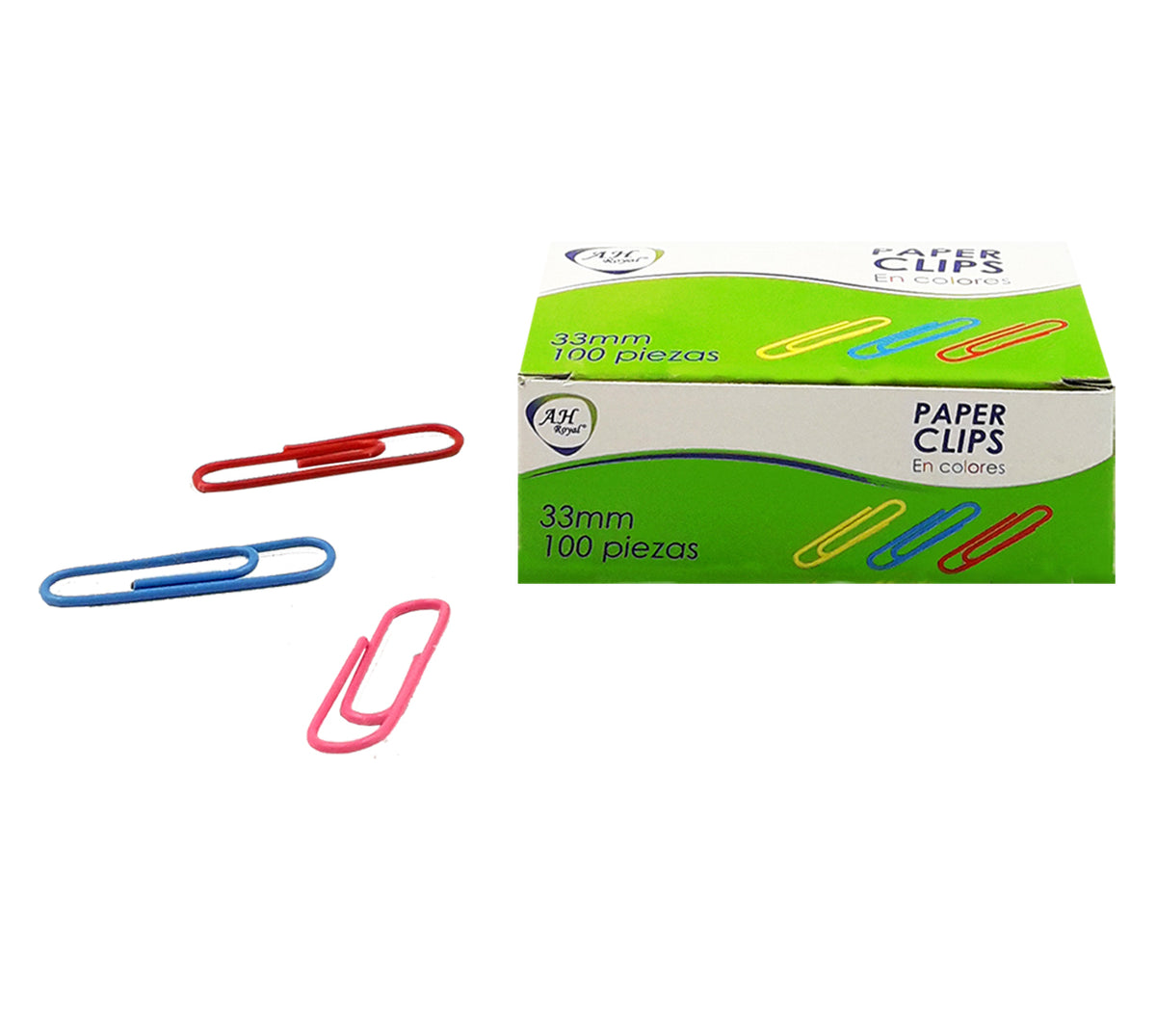 Clip sencillo x 100 colores surtidos plastificado