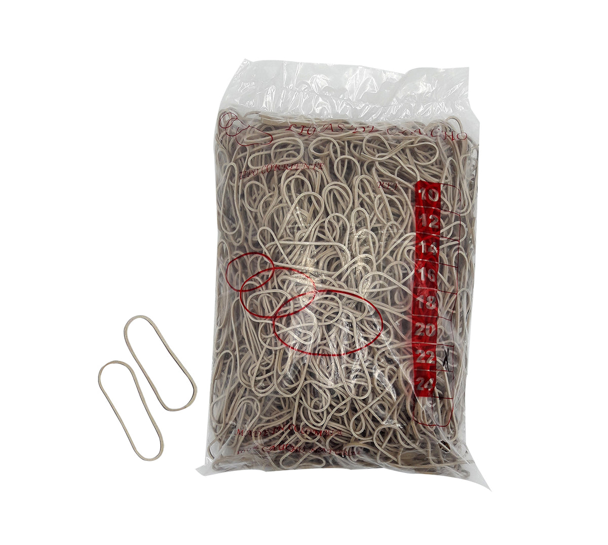 Banda caucho bolsa x 1000 g calibre 22 natural 80 mm