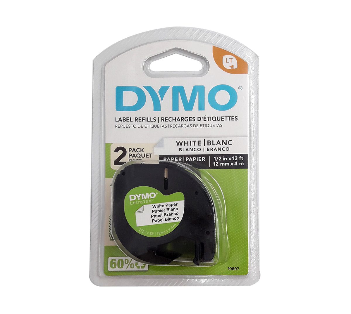 Cinta rotuladora papel blanca x 2 dymo para letratag