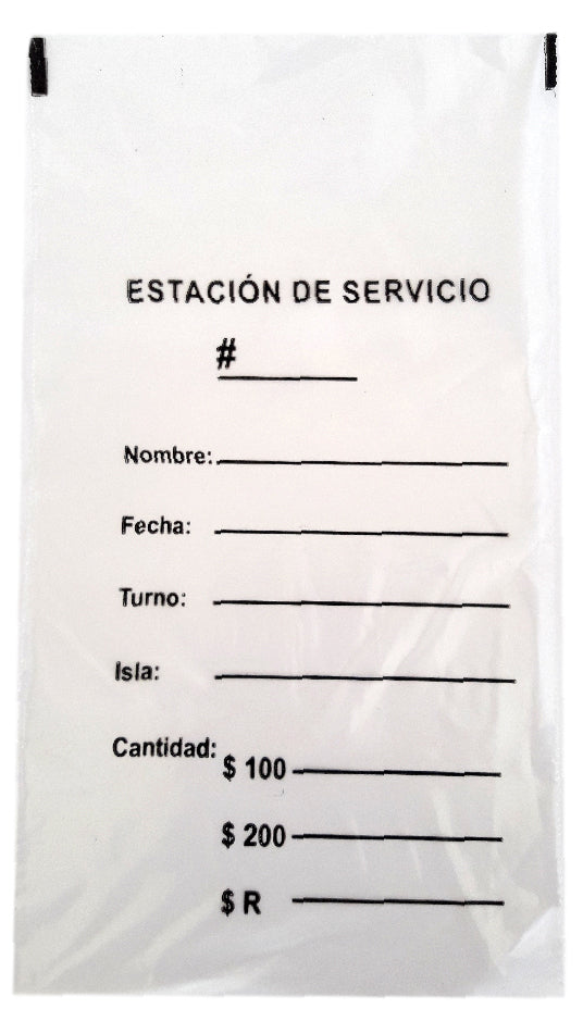 Bolsa plastica transparente 11x19 cm impresa dinero calibre 1.3