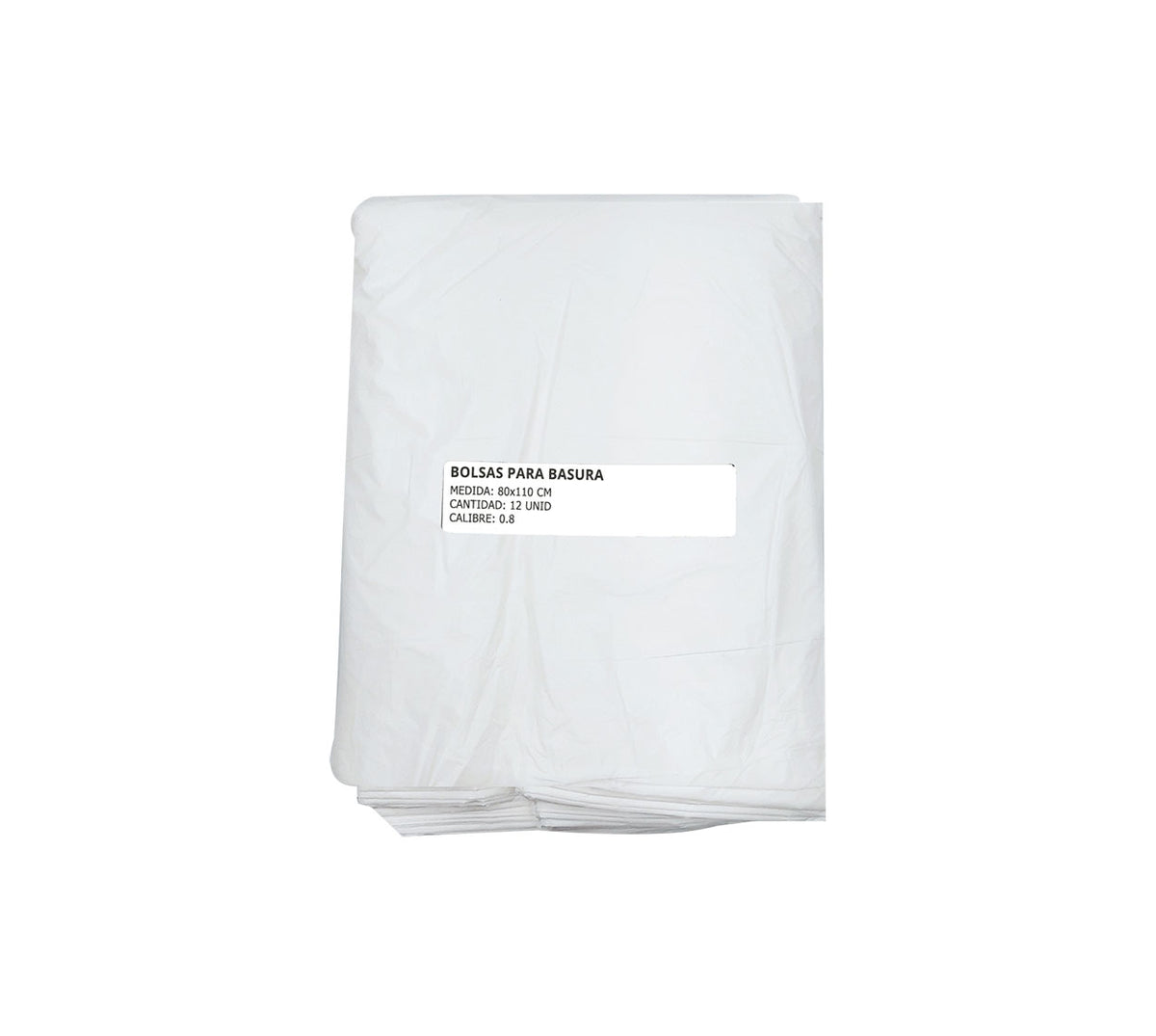 Bolsa basura 80x110 cm blanca x 12 calibre 0.8