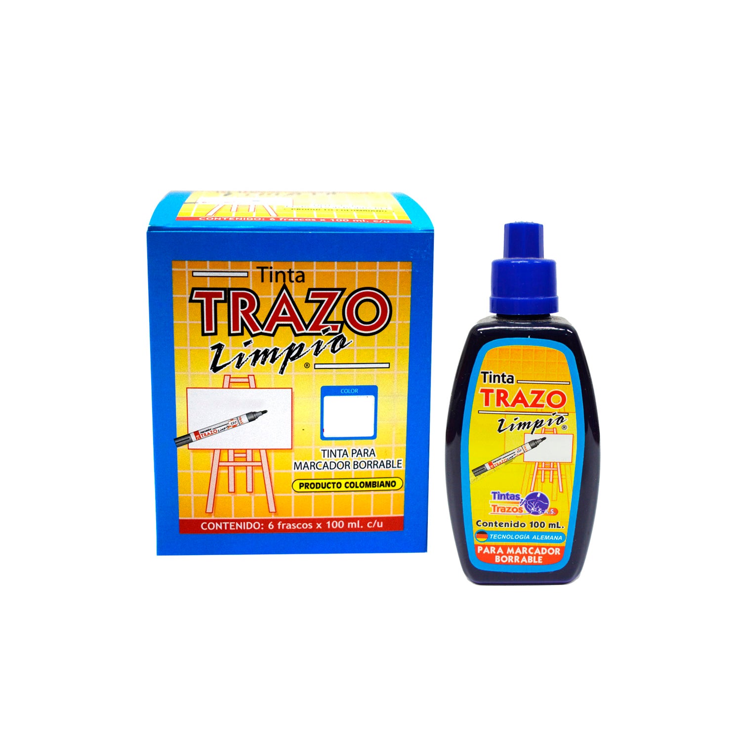Tinta para marcador borrable trazo x 100 ml azul