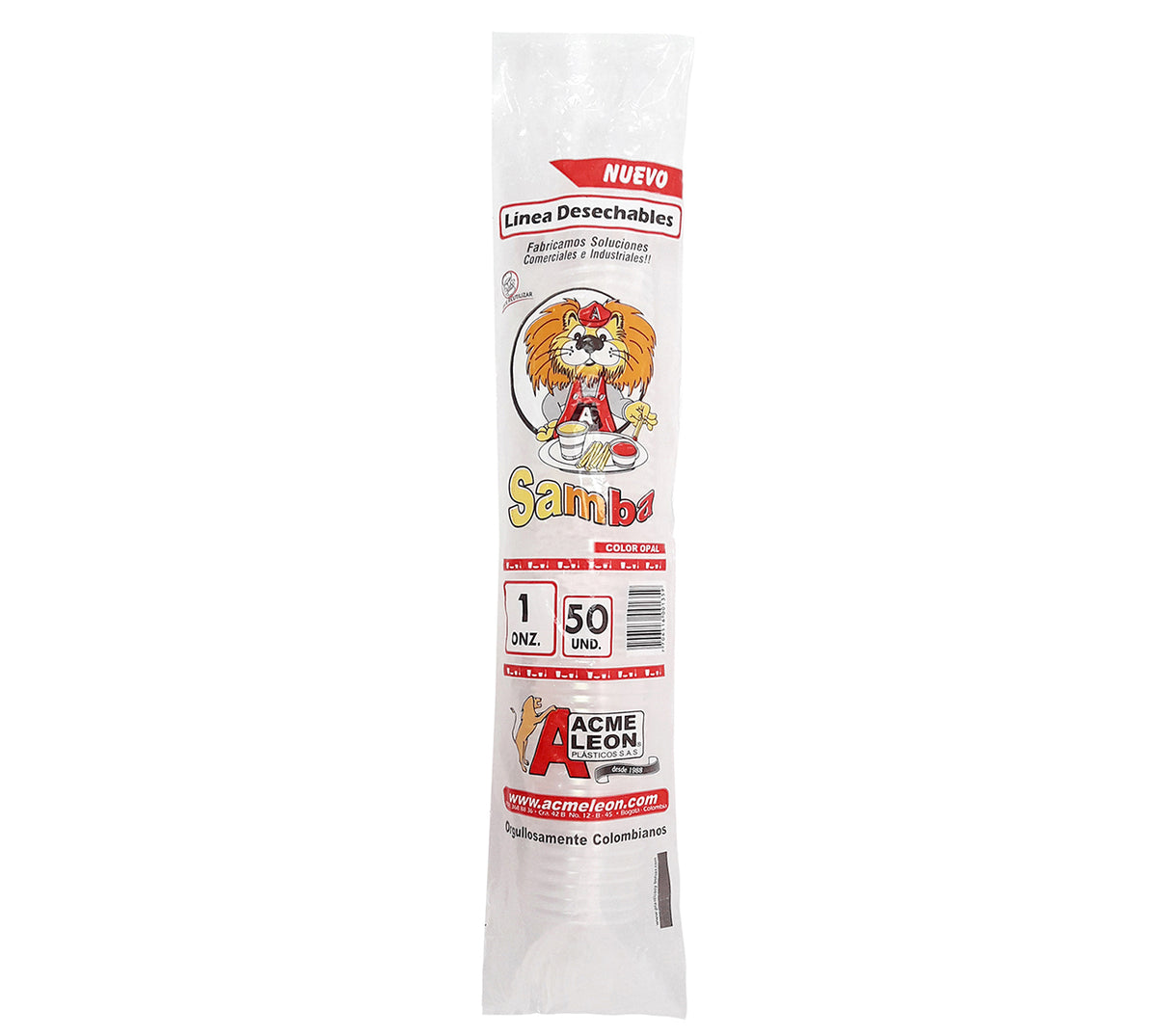 Vaso desechable transparente 1.0 oz x 50 sin t acme