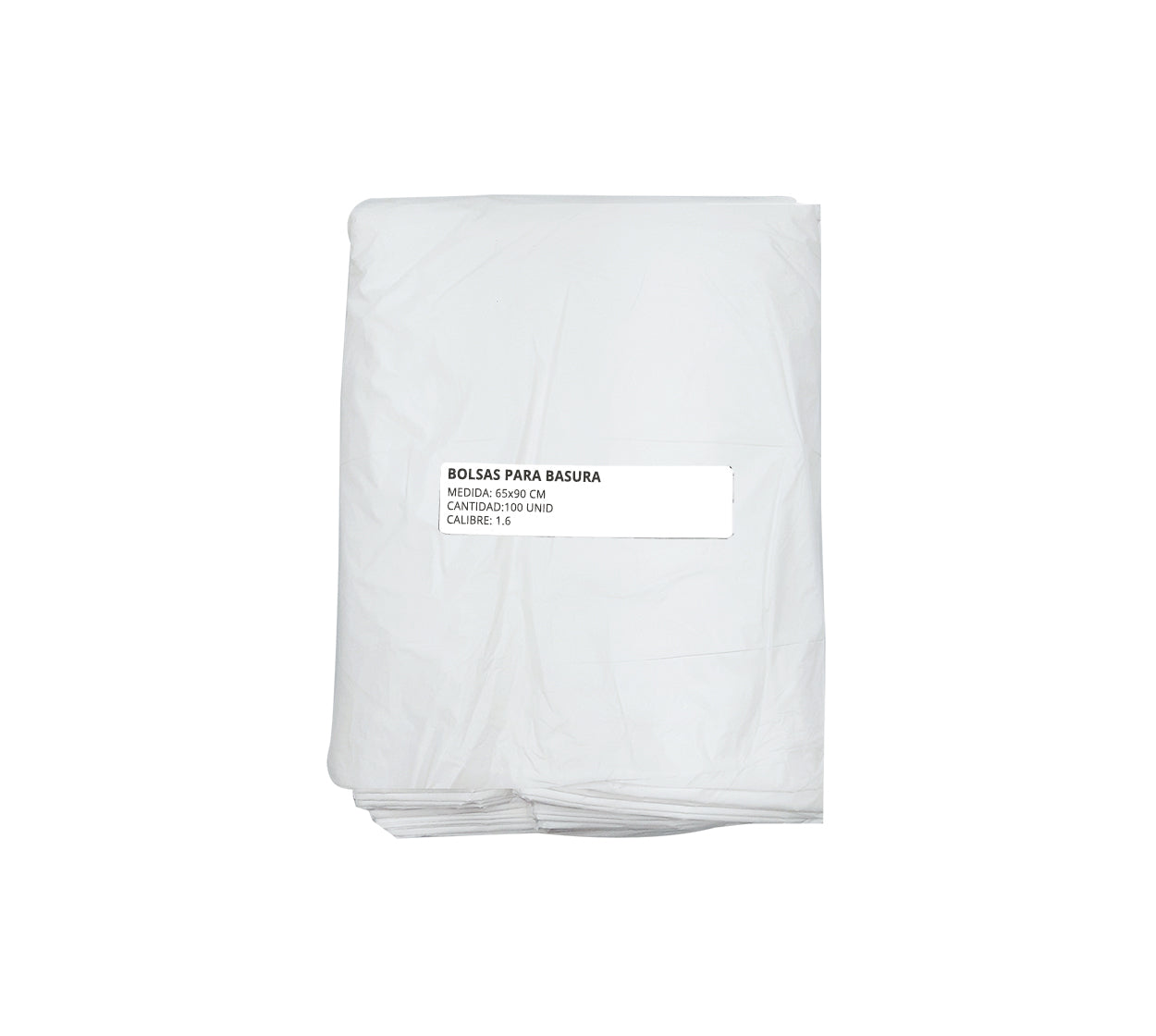 Bolsa basura 65x90 cm blanca x 100 calibre 1.6