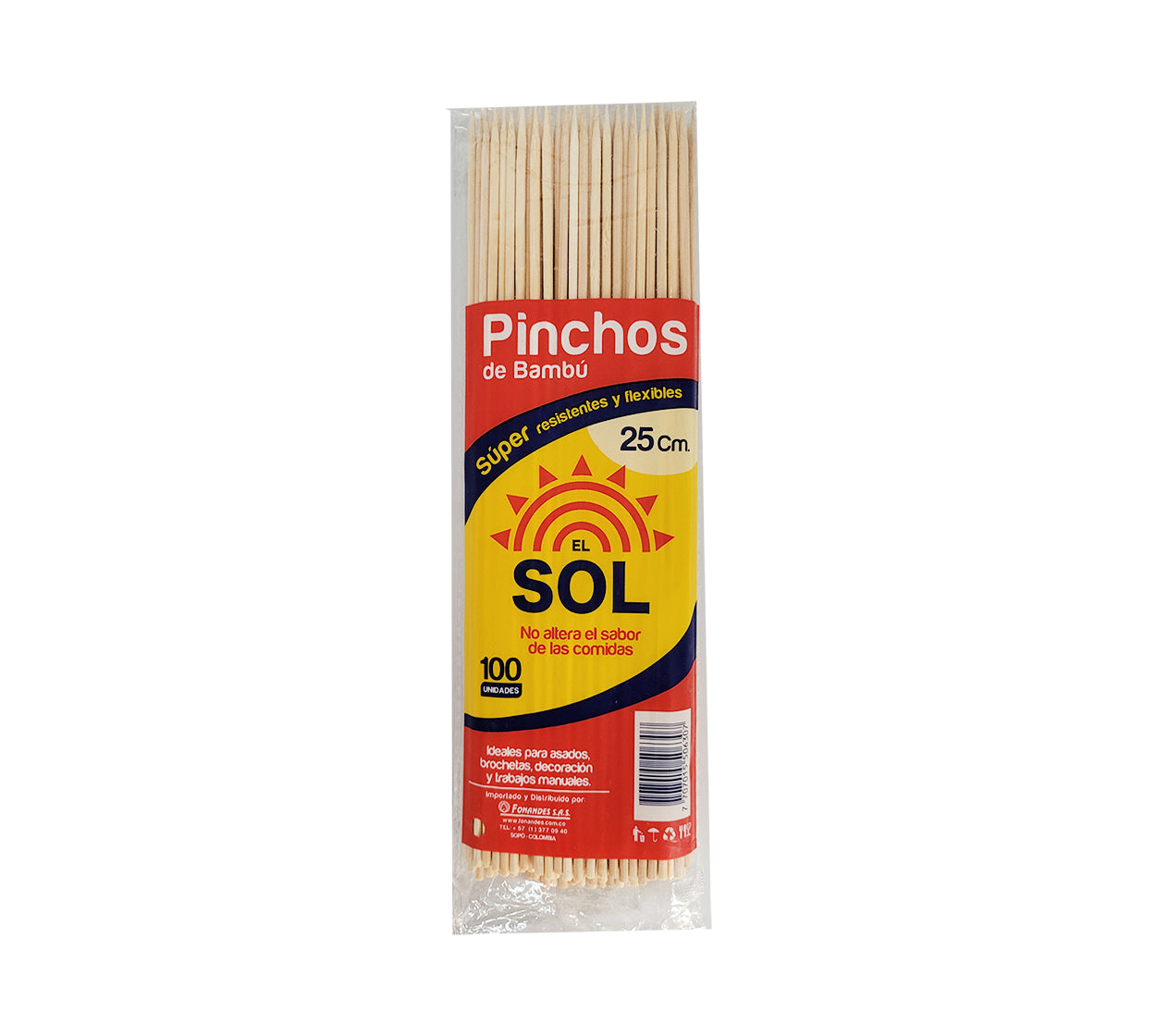 Palos pincho bambu 25 cm x 100