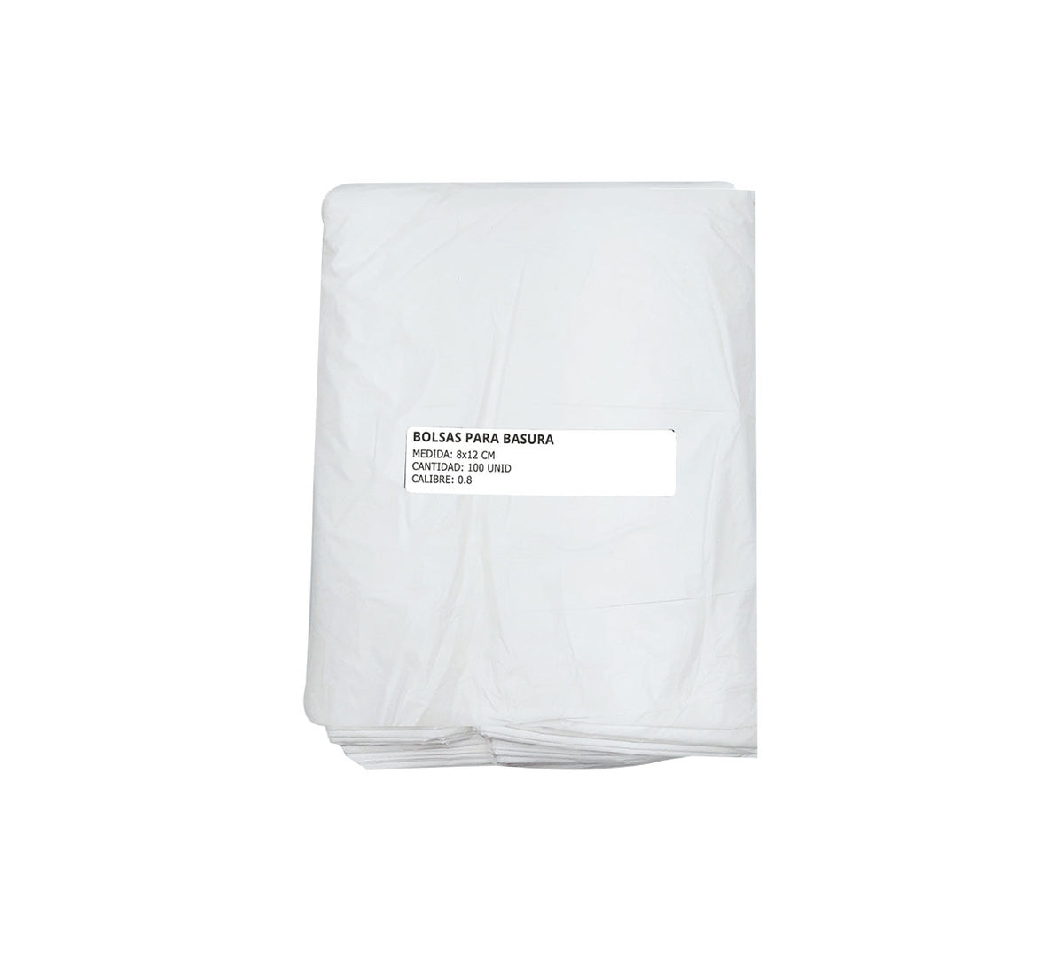 Bolsa basura 8x12 blanca x 100 calibre 0.8