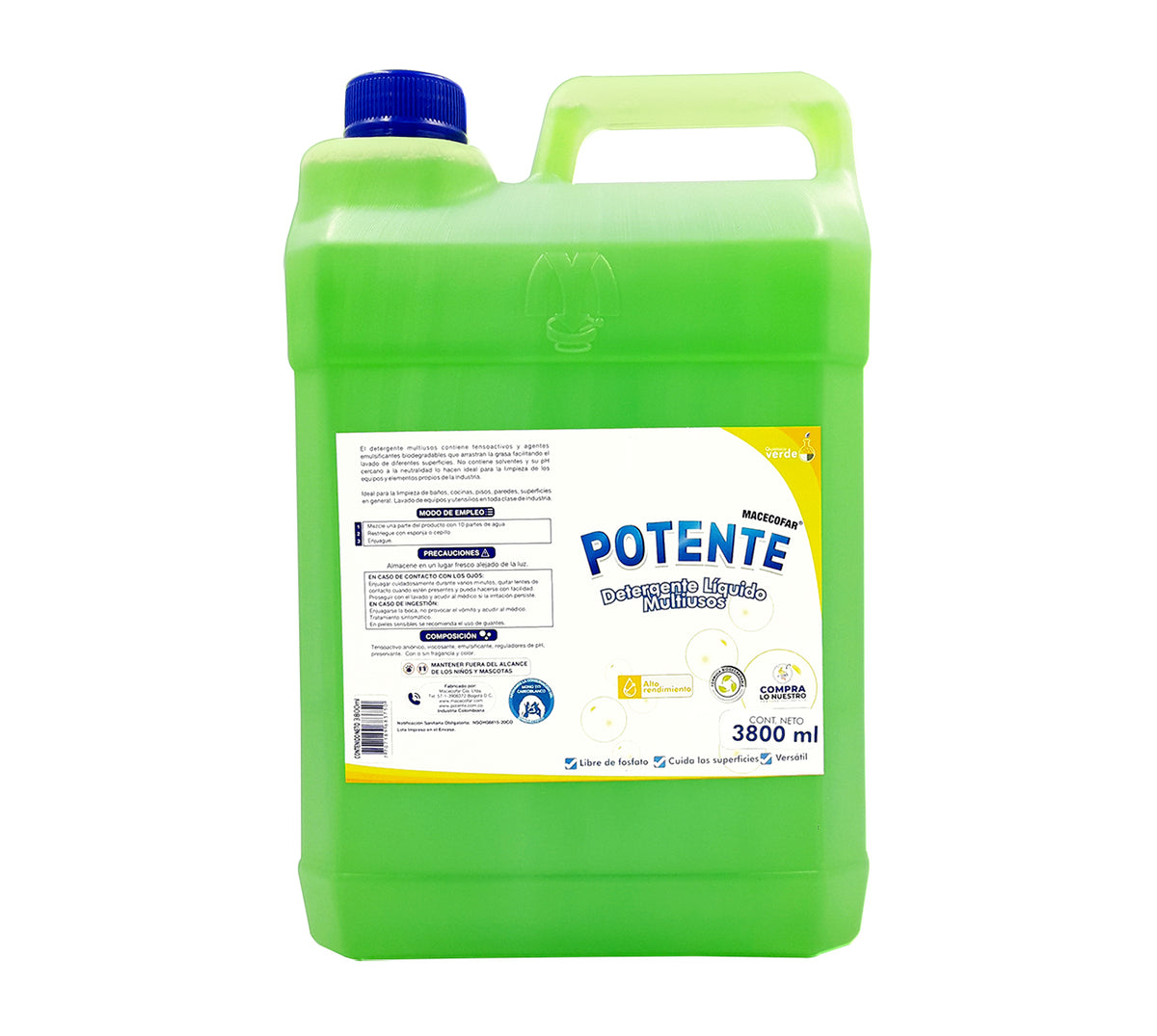 Detergente liquido multiusos potente x 3800 ml